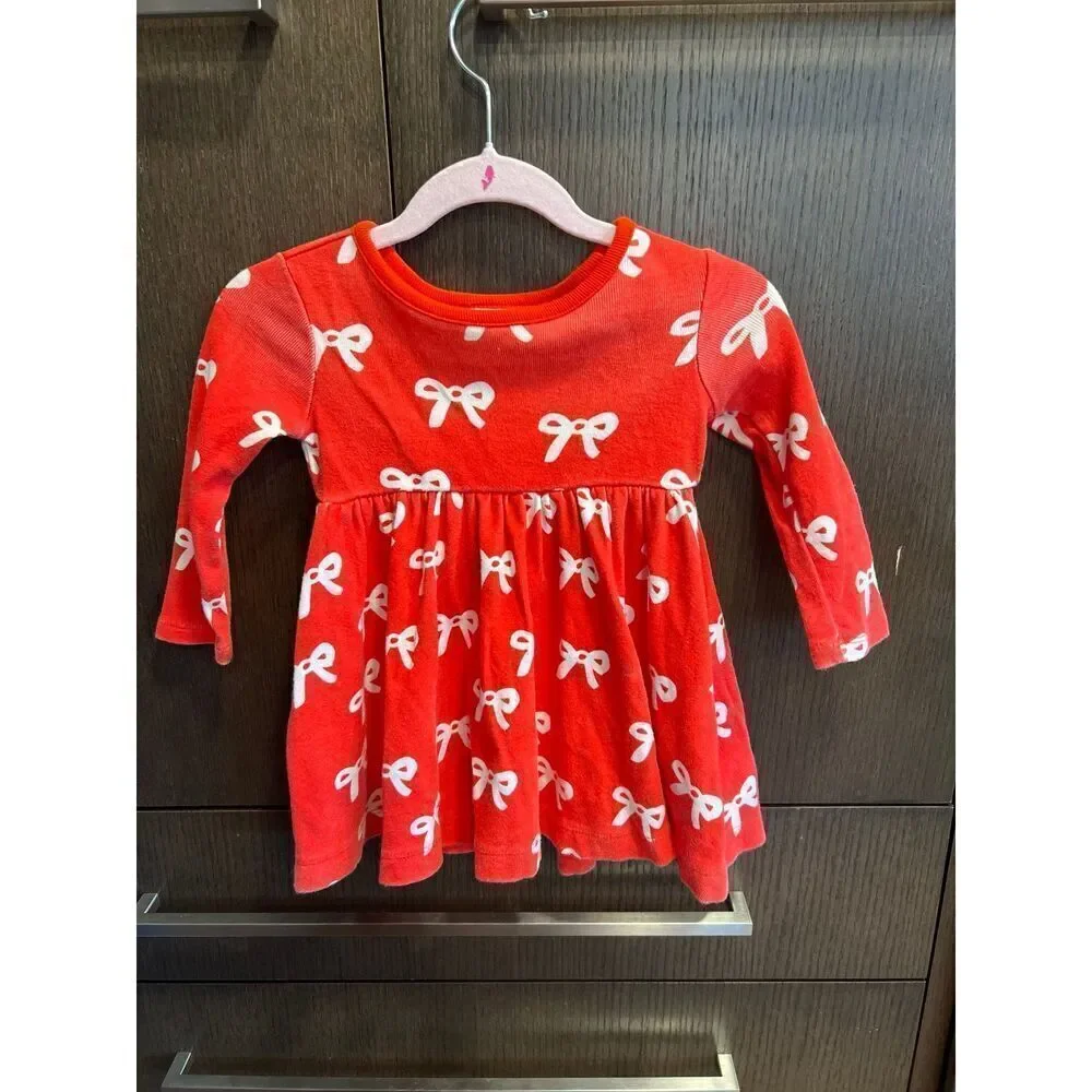 Hanna Andersson Baby Dress‎ In Holiday Bow 12-18 months
